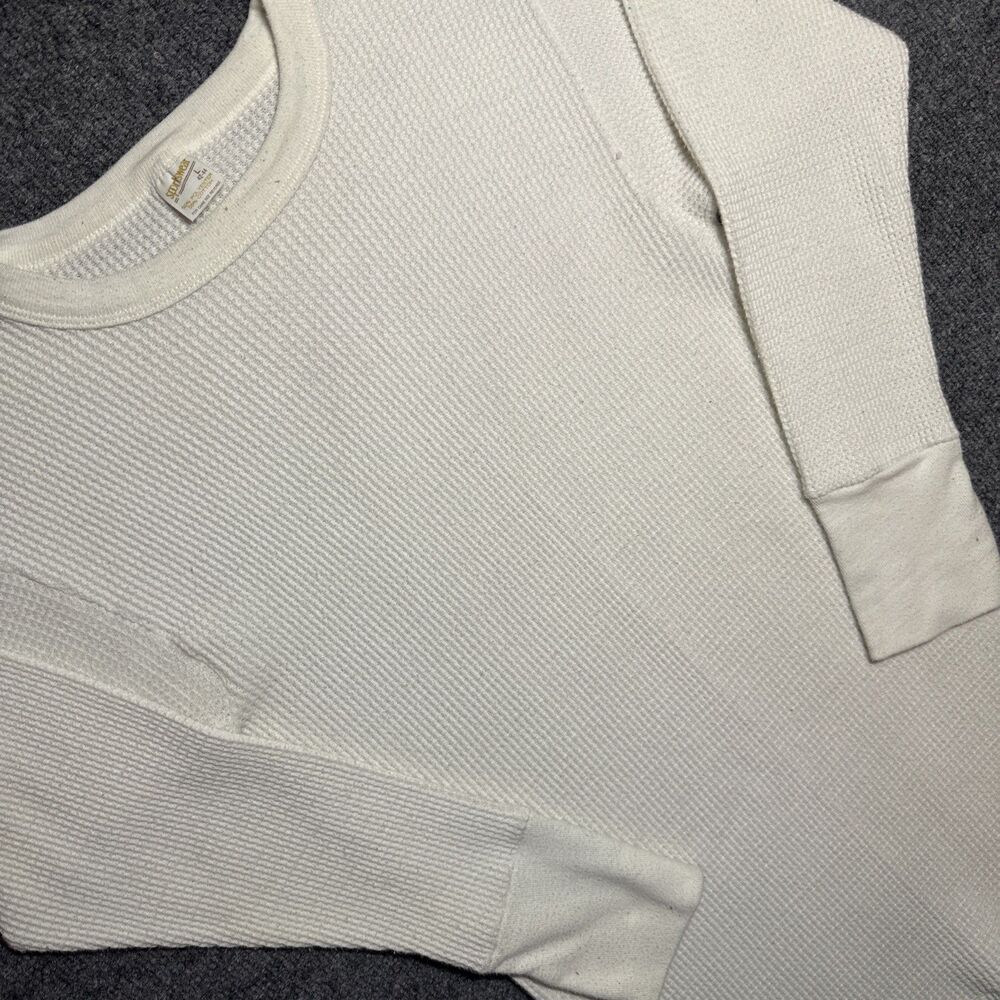 Vintage Thermal Shirt Size L 42-44 White Waffle Knit Long Sleeve 80s Sportswear